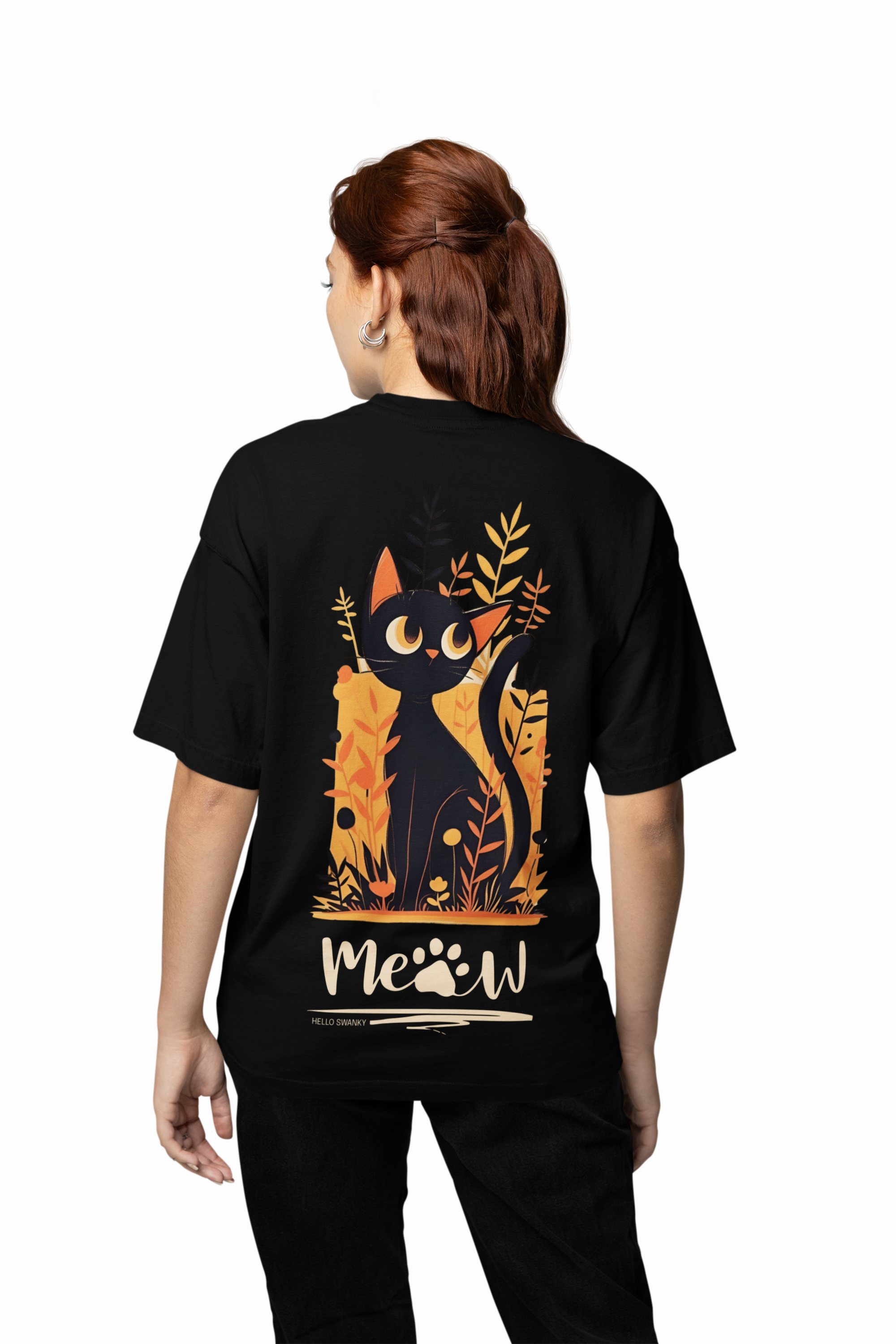 Black Cat Oversized T-Shirt