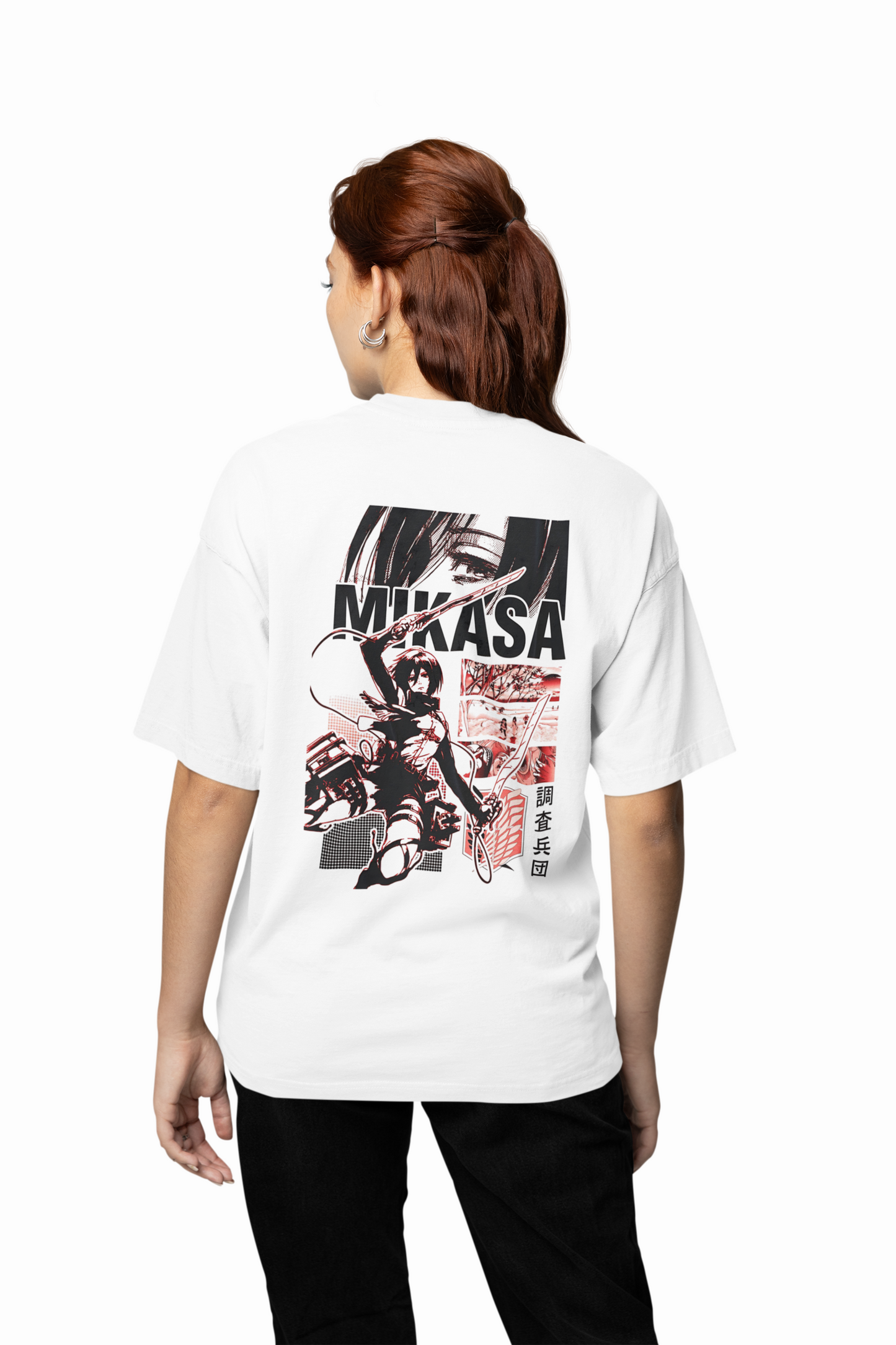 Mikasa Oversized T-Shirts Anime Streetwear Cotton Tee