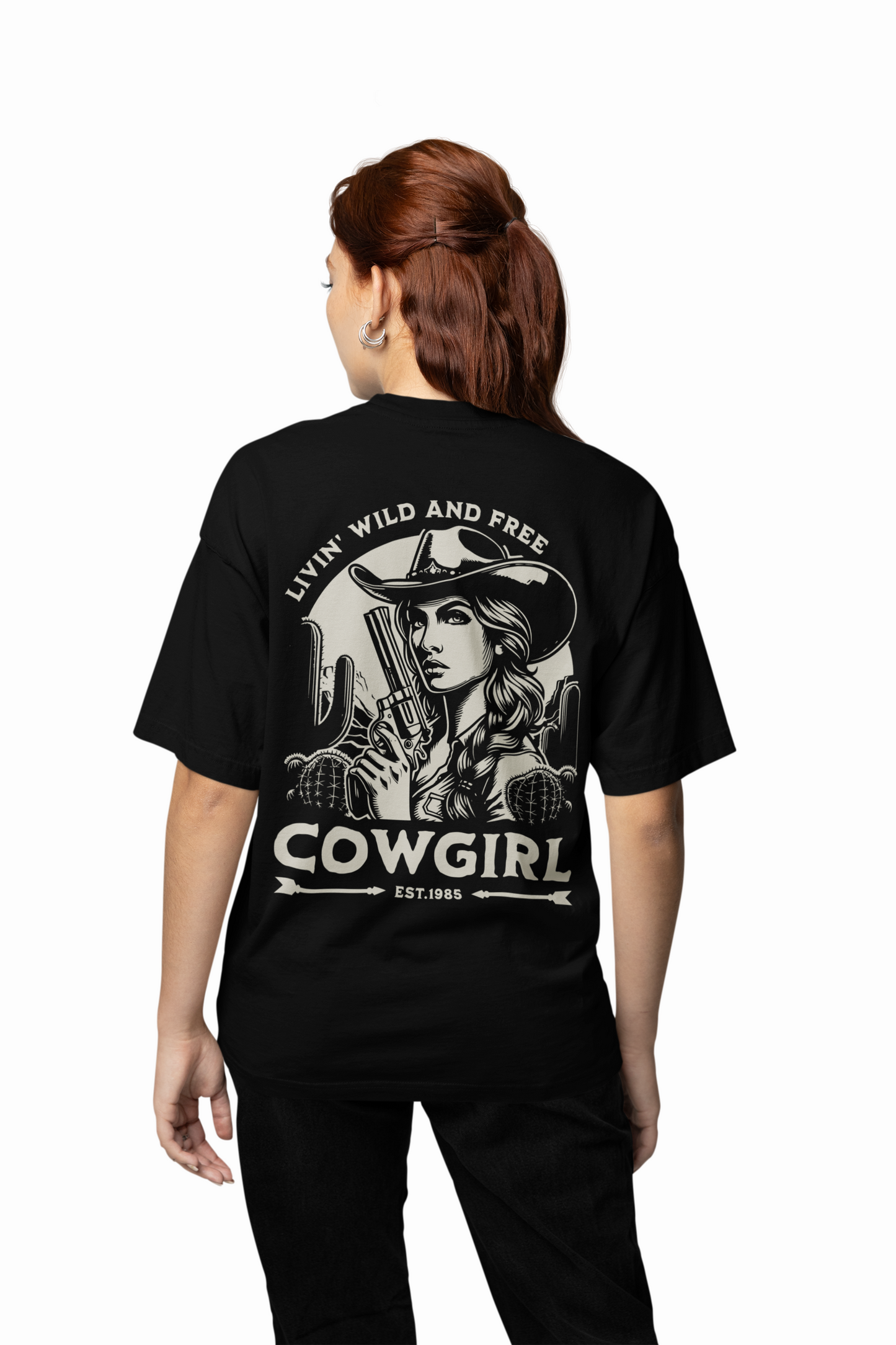 Cowgirl Oversized T-Shirt Western Style Graphic Design