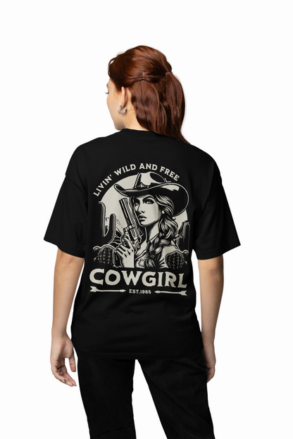 Cowgirl Oversized T-Shirt Western Style Graphic Design