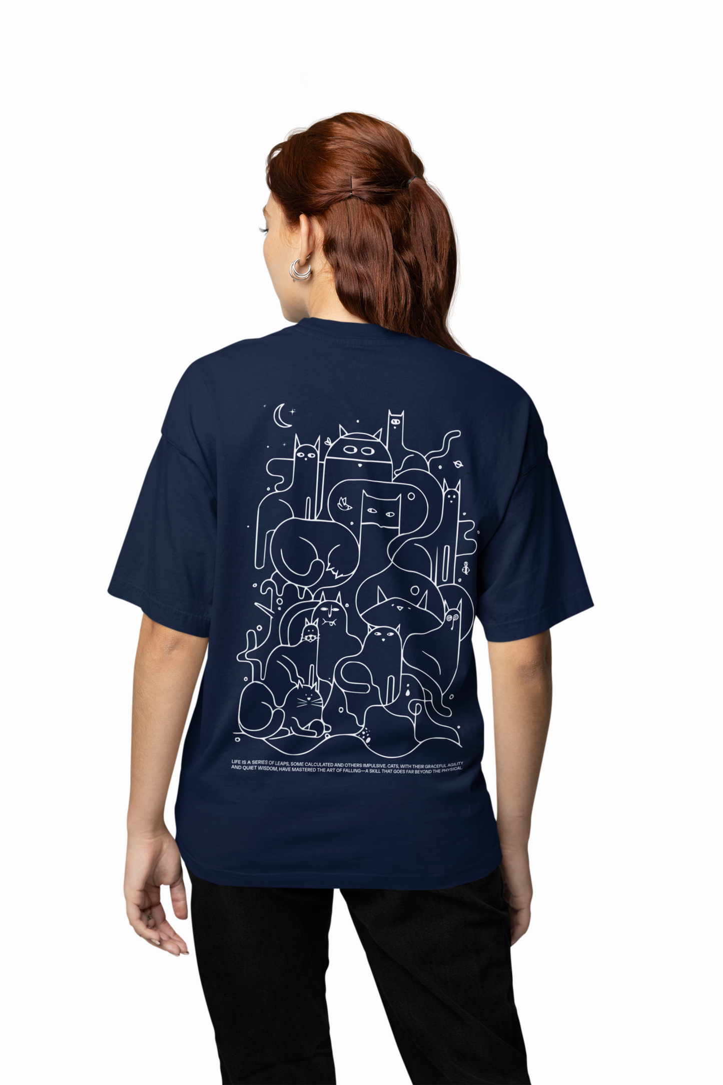 Animals Line Art Oversized T-Shirt