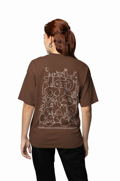 Animals Line Art Oversized T-Shirt