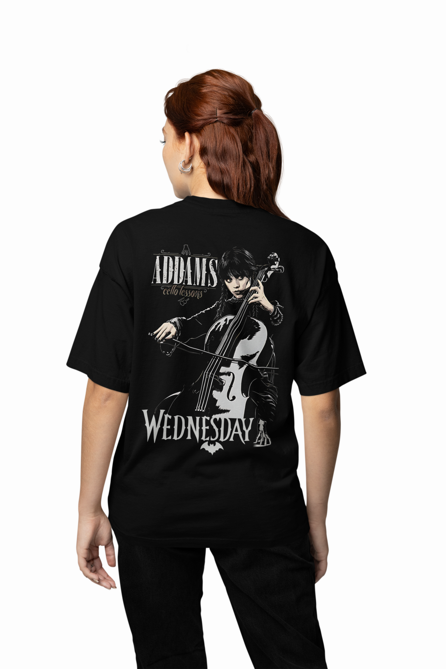 Addams Cells Oversized T-Shirt Men Cool Graphic Street Style