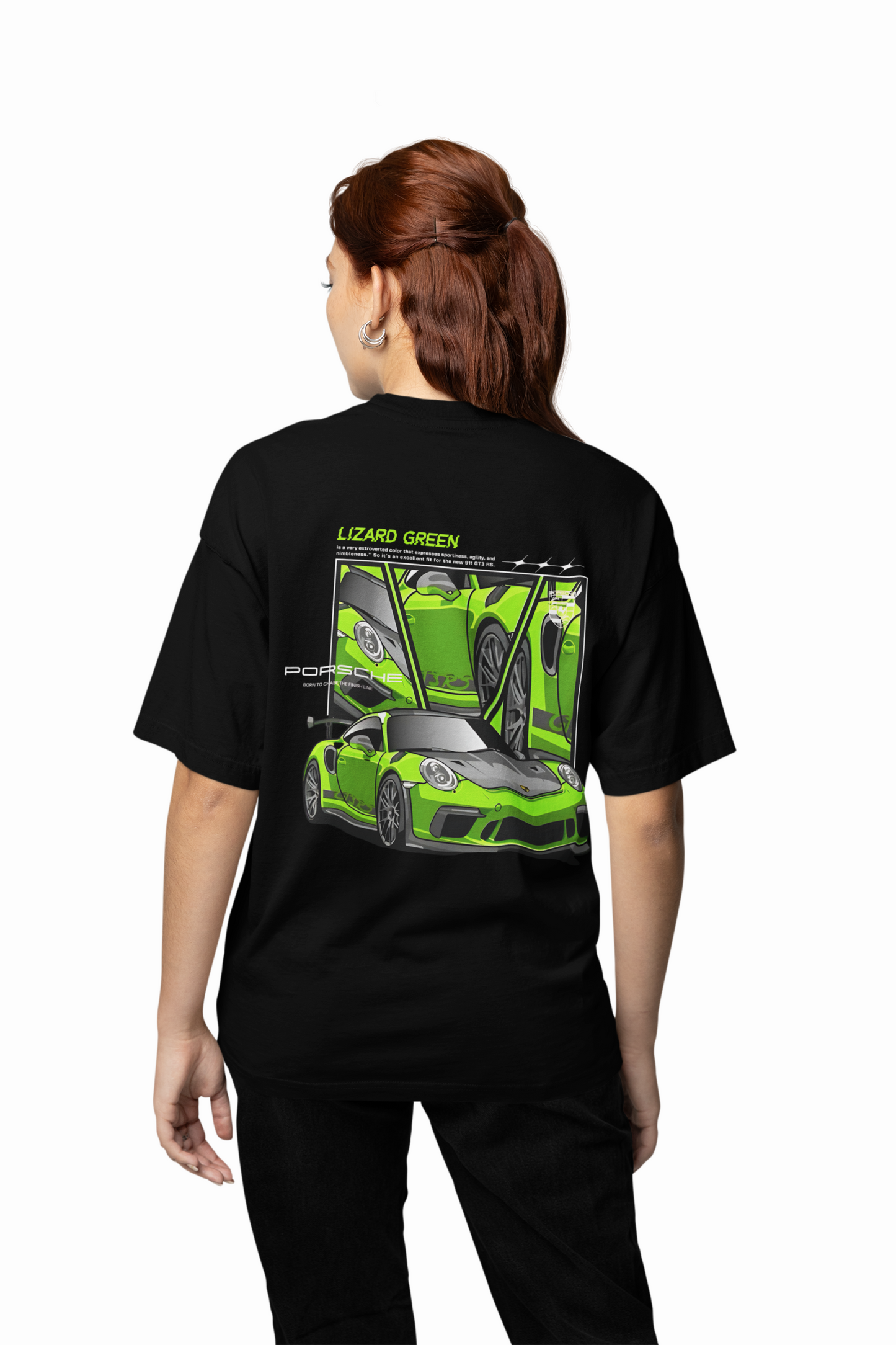 Porsche Lizard Green Oversized T-Shirt for Racing Streetwear