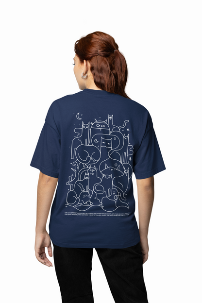 Animals Line Art Oversized T-Shirt