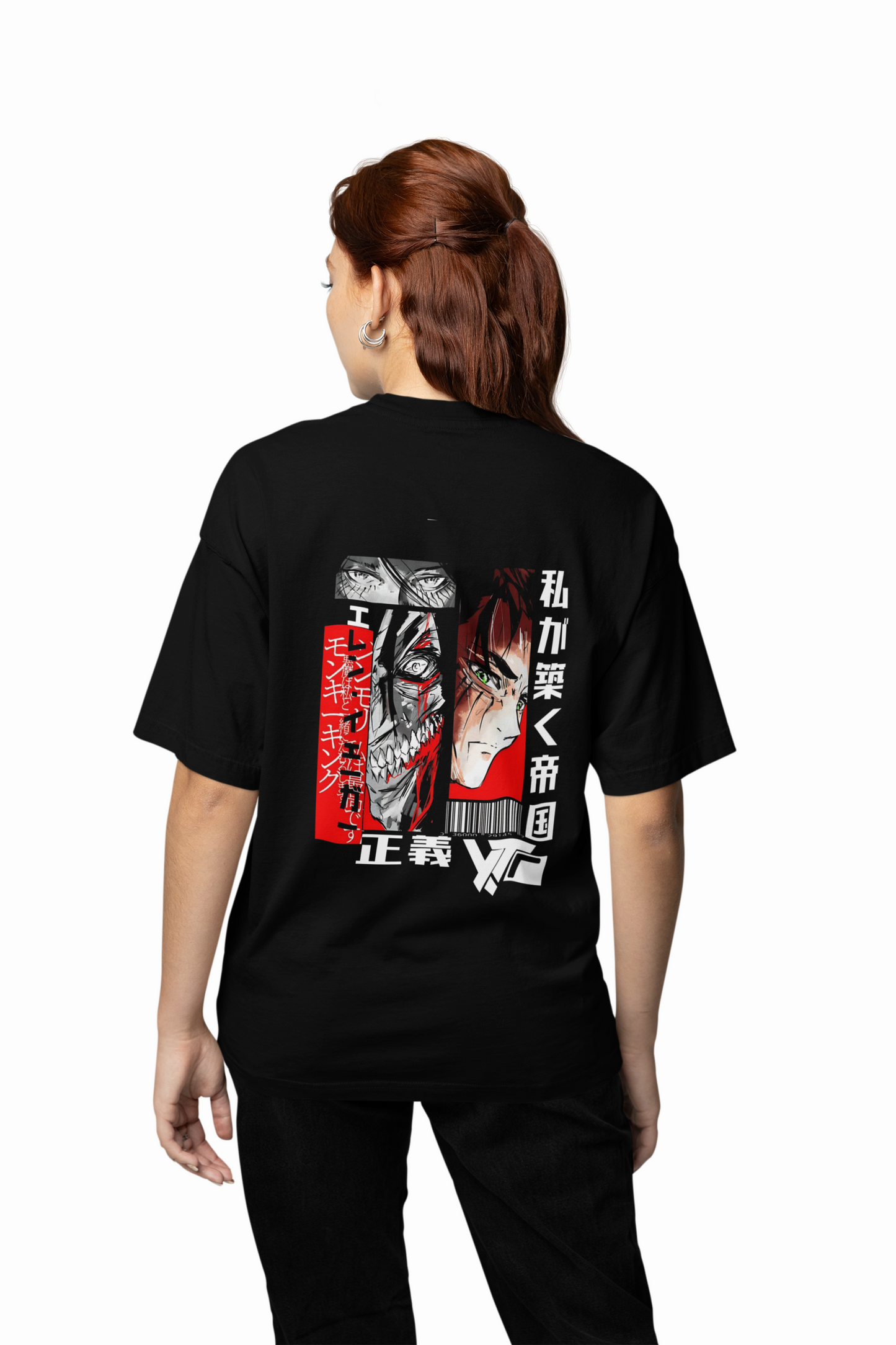 Eren Oversized T-Shirts Attack Titan Anime Streetwear Tee