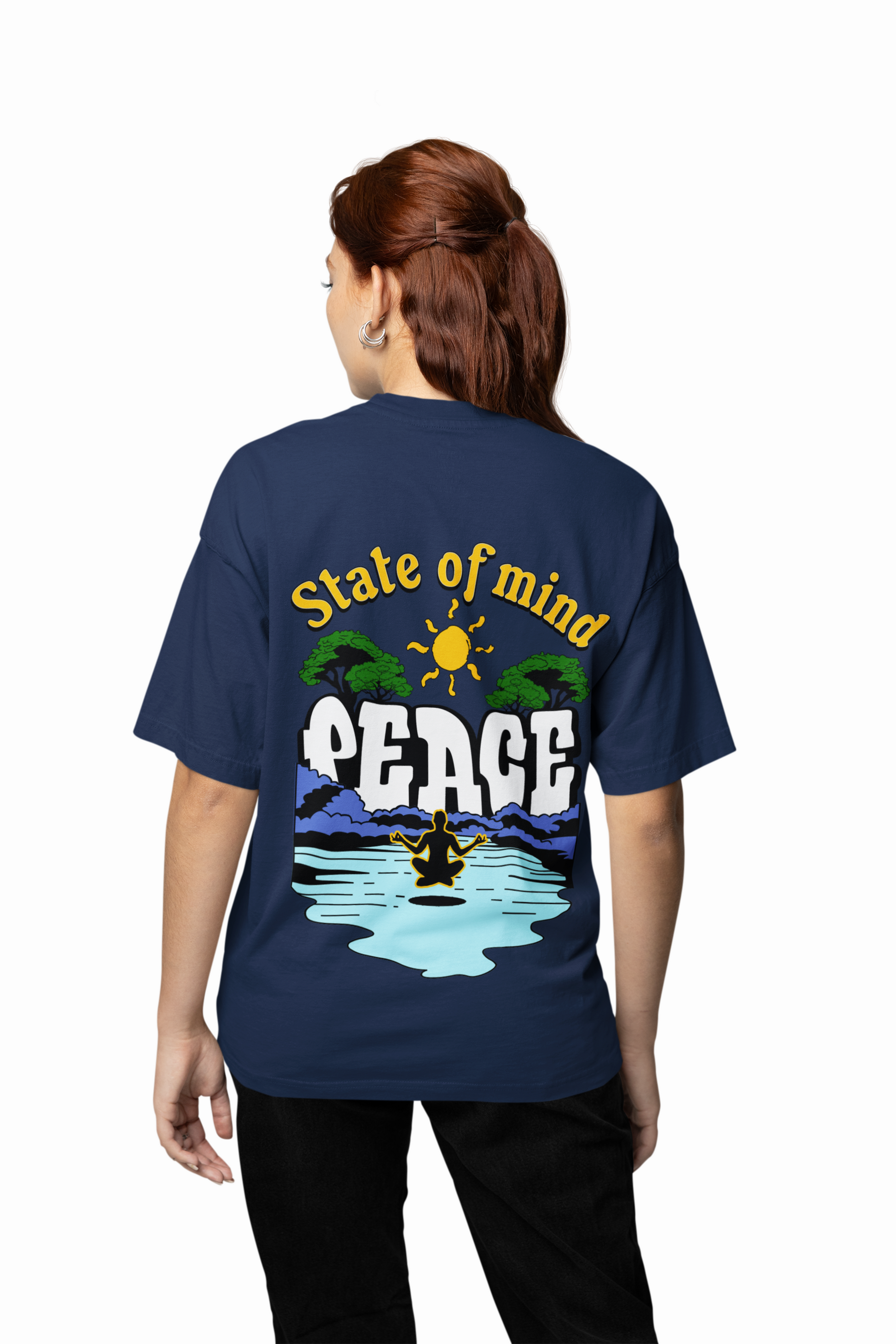 State of mind oversized t-shirt - s / navy blue / women’s