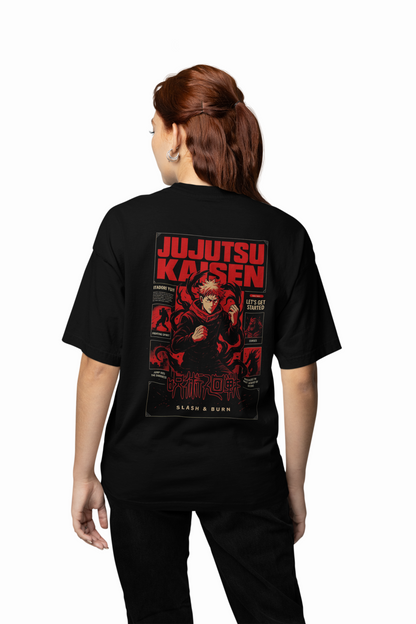 Slash And Burn Oversized T-Shirts Graphic Streetwear