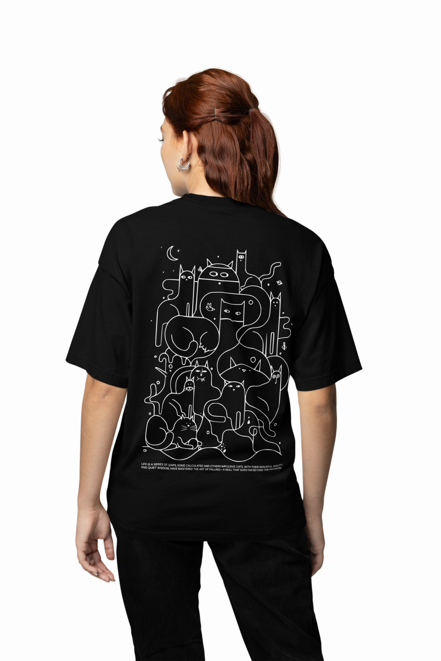 Animals Line Art Oversized T-Shirt