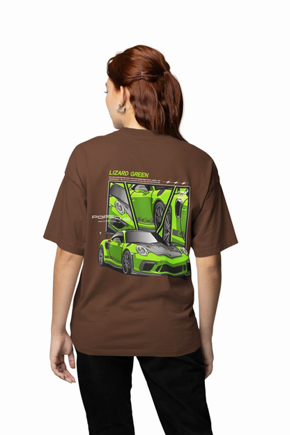 Porsche Lizard Green Oversized T-Shirt for Racing Streetwear