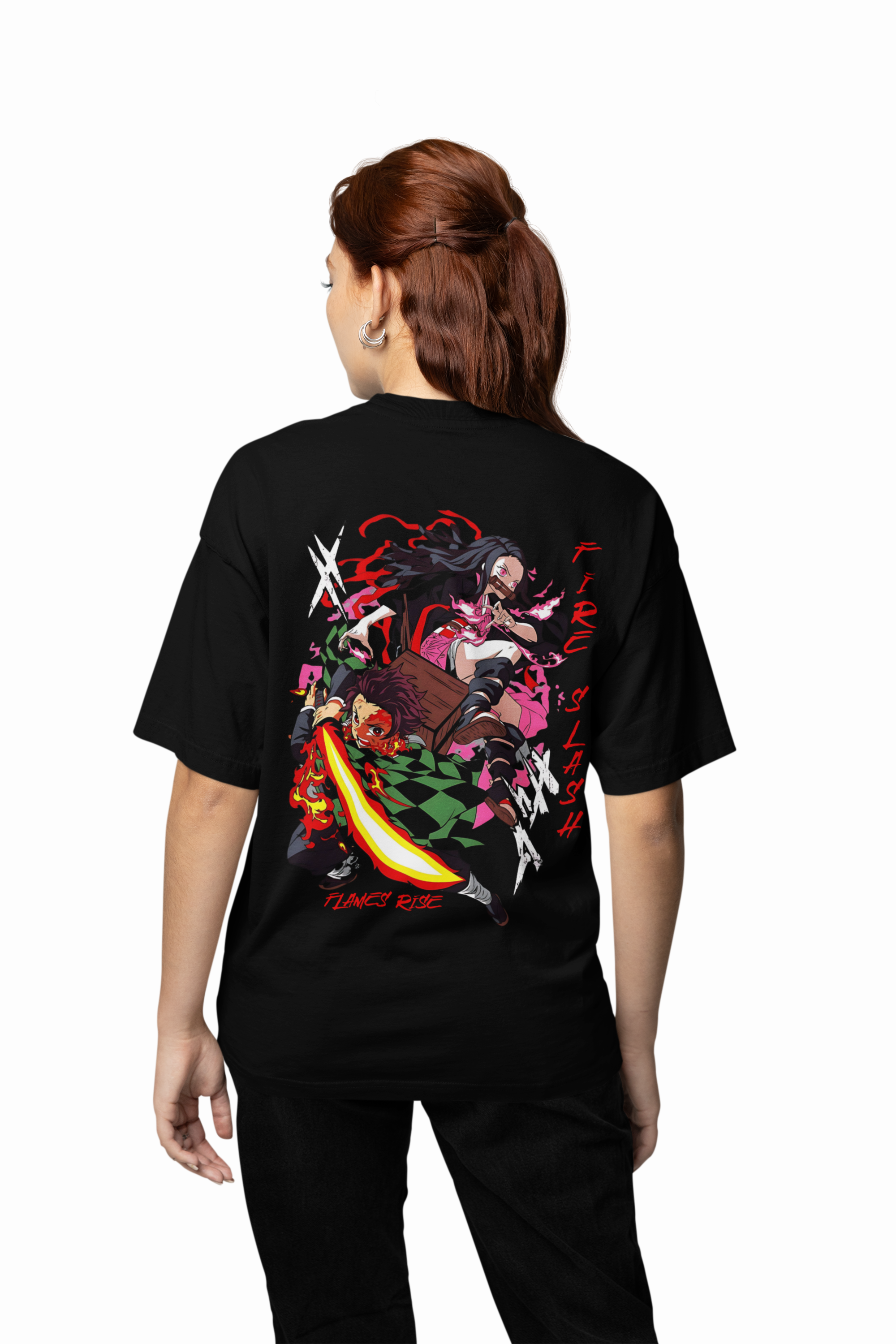 Fire Slash Oversized T-Shirts