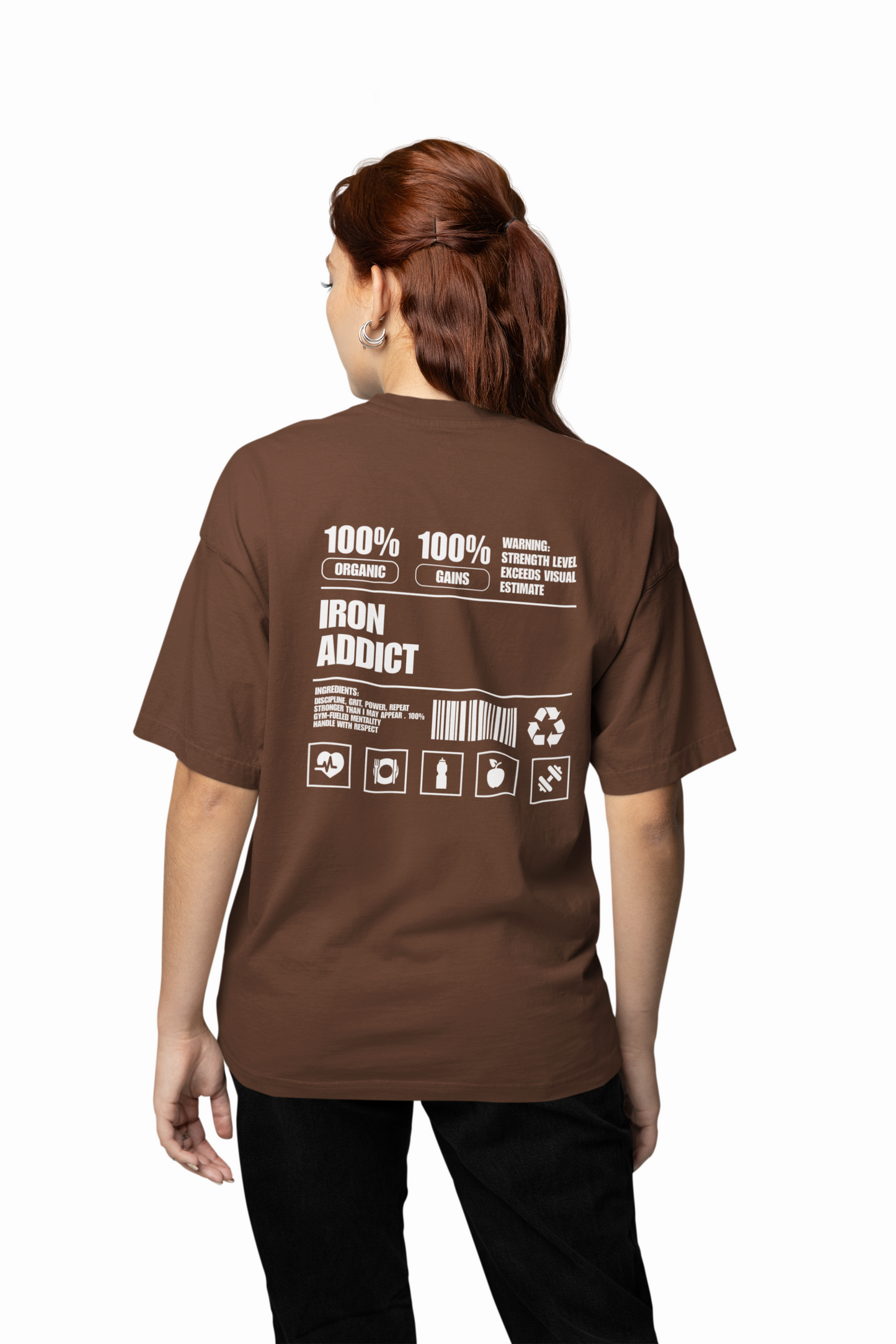 Iron Addict Oversized Gym T-Shirt  Power for Strength Lifters