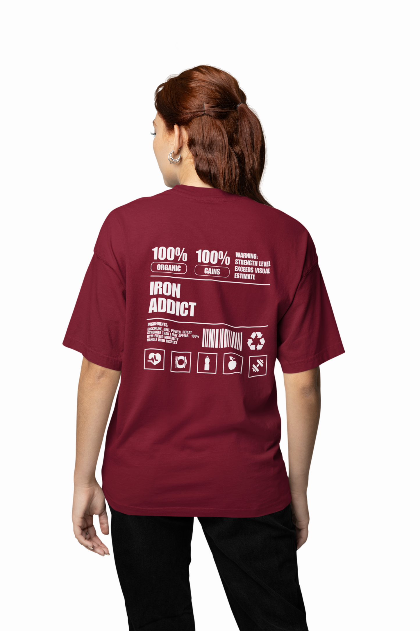 Iron Addict Oversized Gym T-Shirt  Power for Strength Lifters