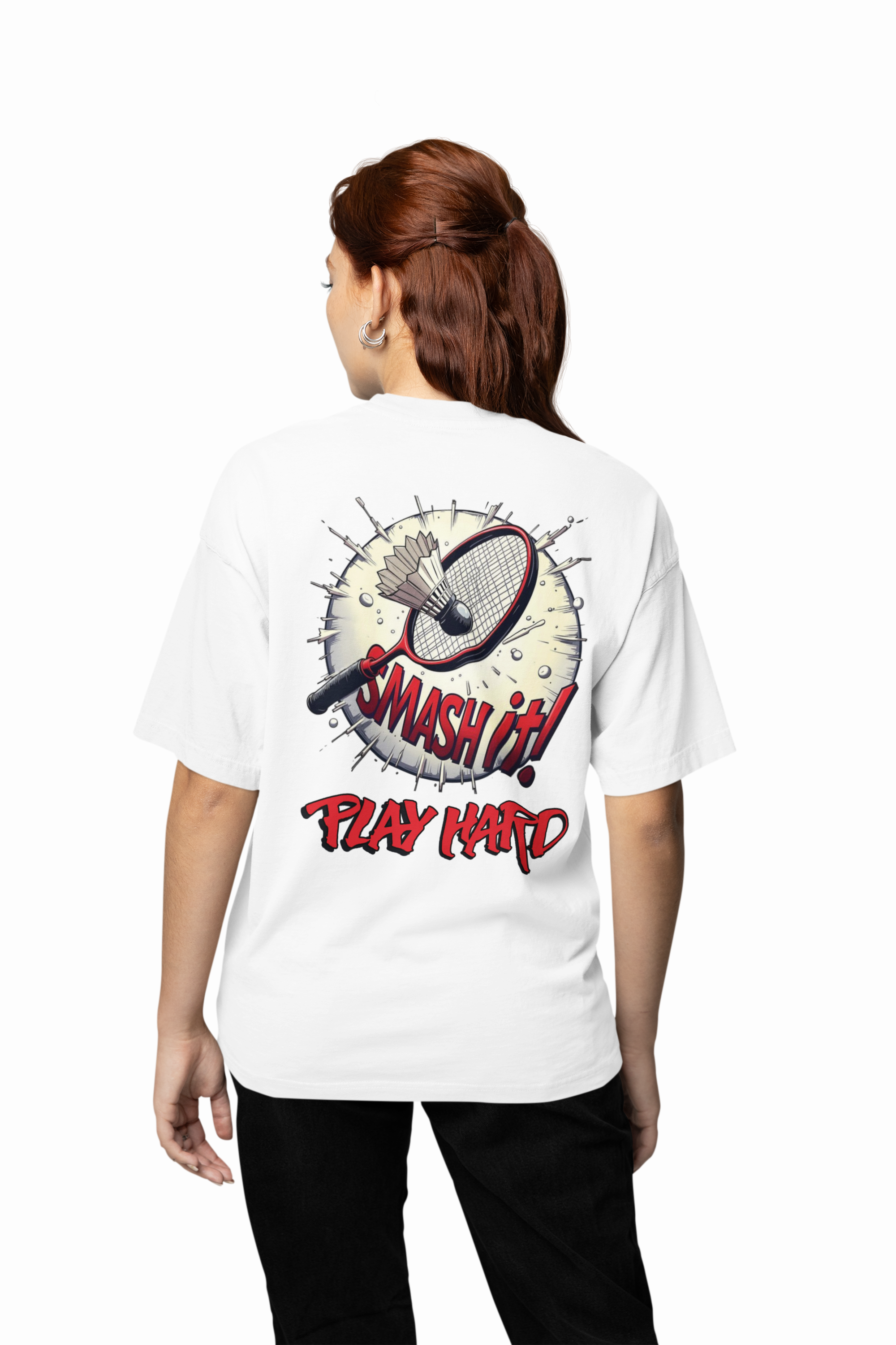 Badminton Play Hard Oversized T-Shirt