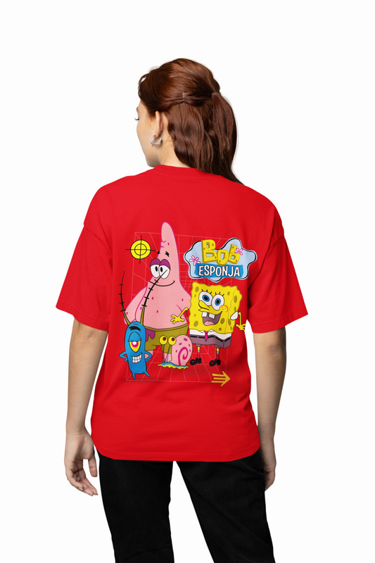 Bob Esponja Oversized T-Shirt Trendy SpongeBob Graphic Tee