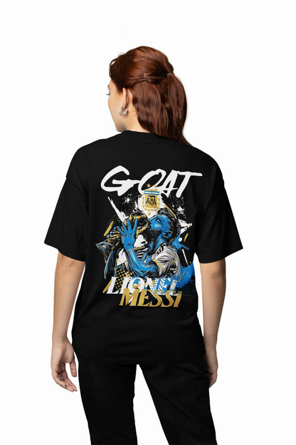 GOAT Messi Oversized T-Shirt Legendary Football Streetwear