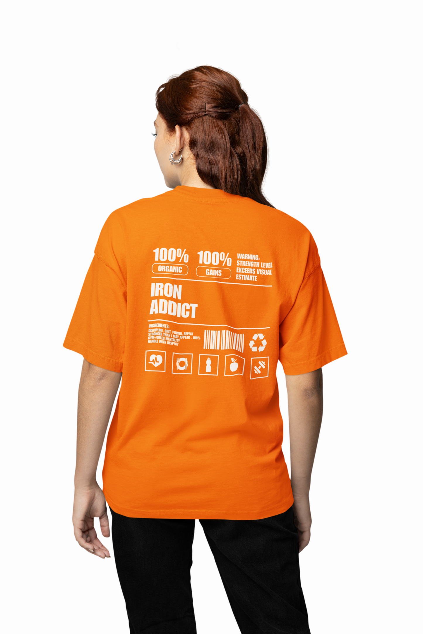 Iron Addict Oversized Gym T-Shirt  Power for Strength Lifters