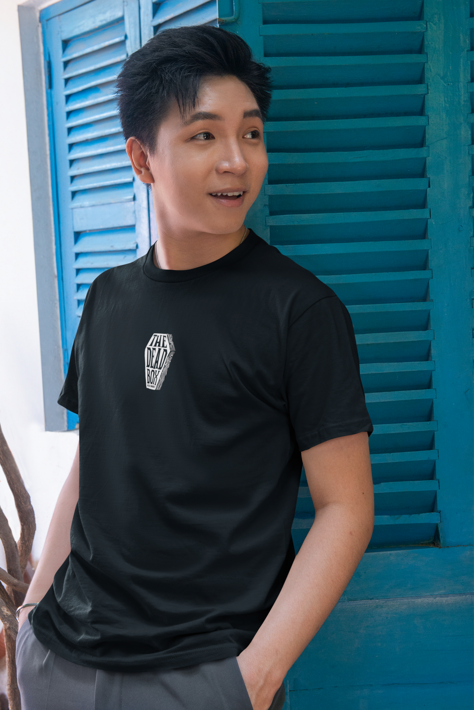 The Dead Box Half Sleeve Black Round Neck T-Shirt Casual