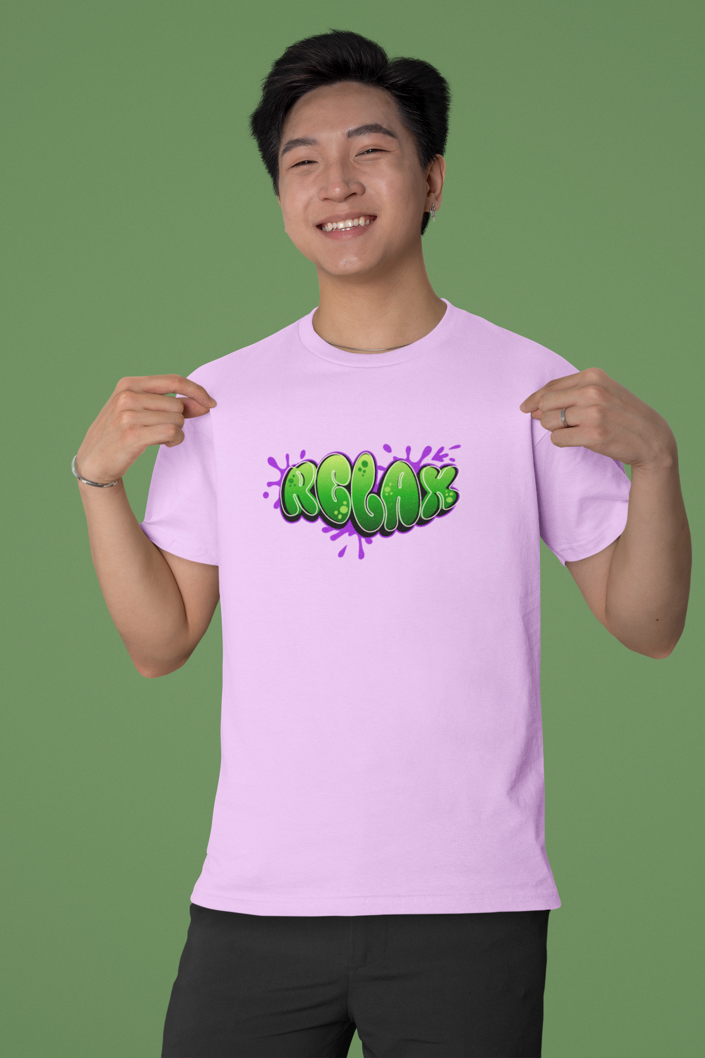Relax Half Sleeve Lavender Round Neck T-Shirt for Comfort