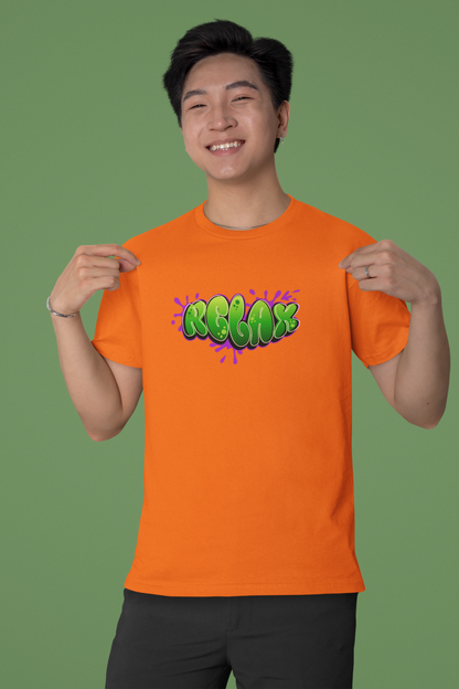 Relax Half Sleeve Orange Round Neck T-Shirt for Comfort