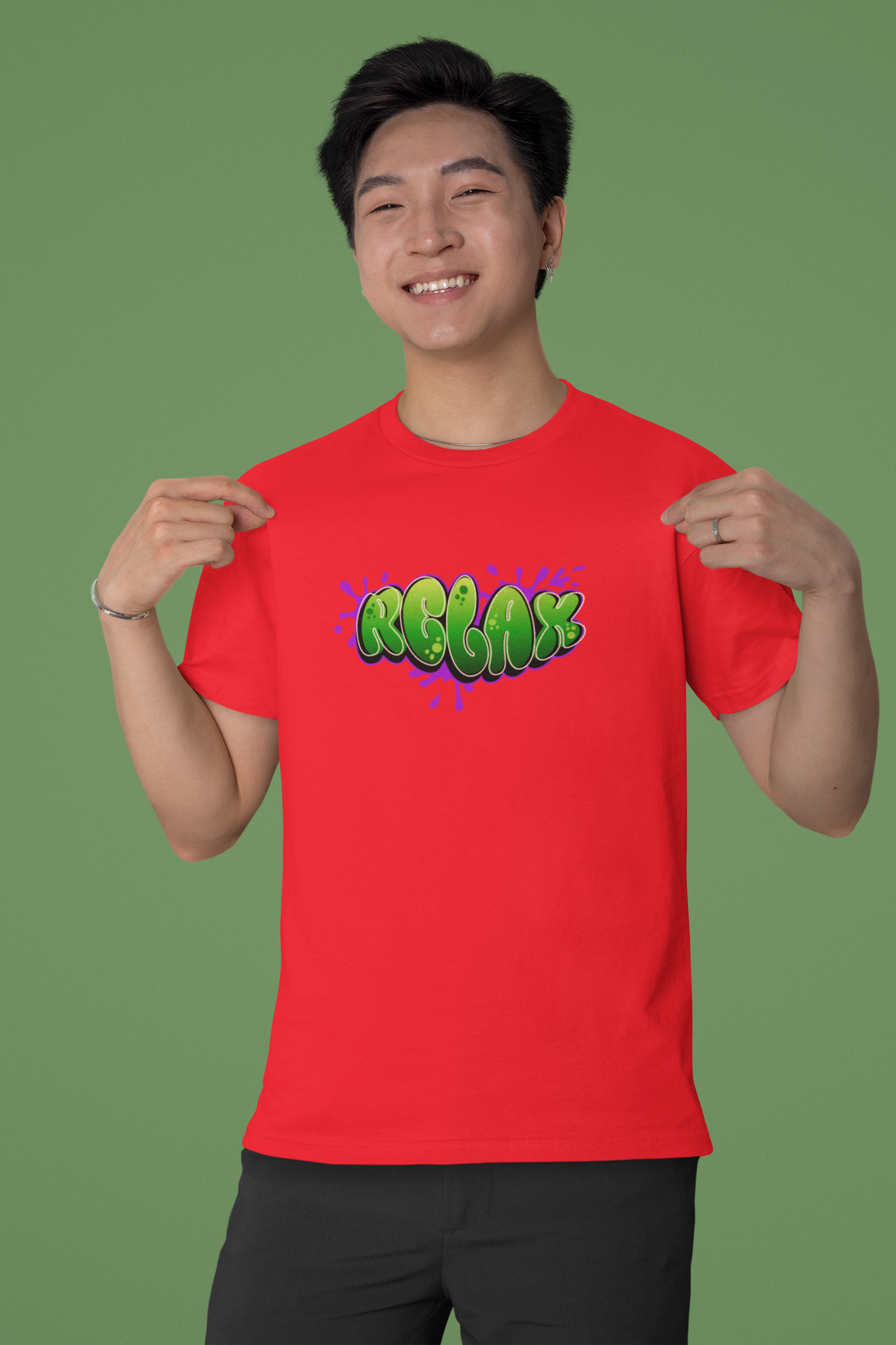 Relax Half Sleeve Red  Round Neck T-Shirt for Comfort