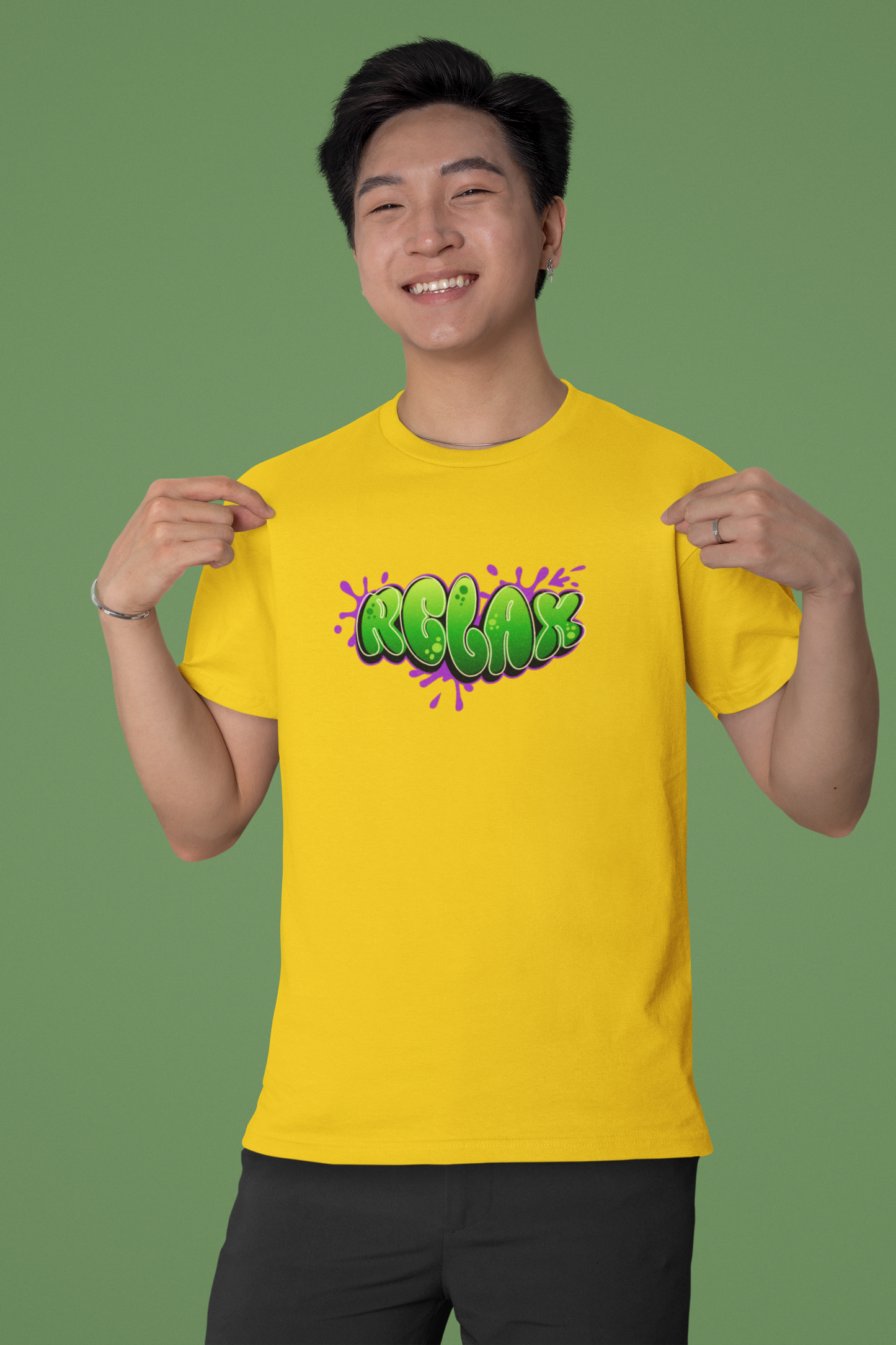 Relax Half Sleeve Yellow Round Neck T-Shirt for Comfort