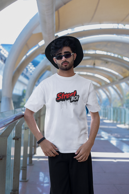 Street Boi White Half Sleeve Round Neck T-Shirt Daily Style