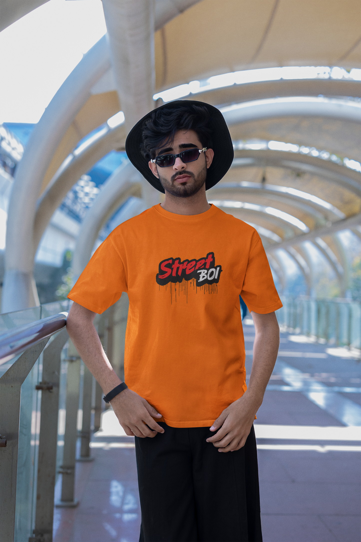 Street Boi Orange Half Sleeve Round Neck T-Shirt Daily Style