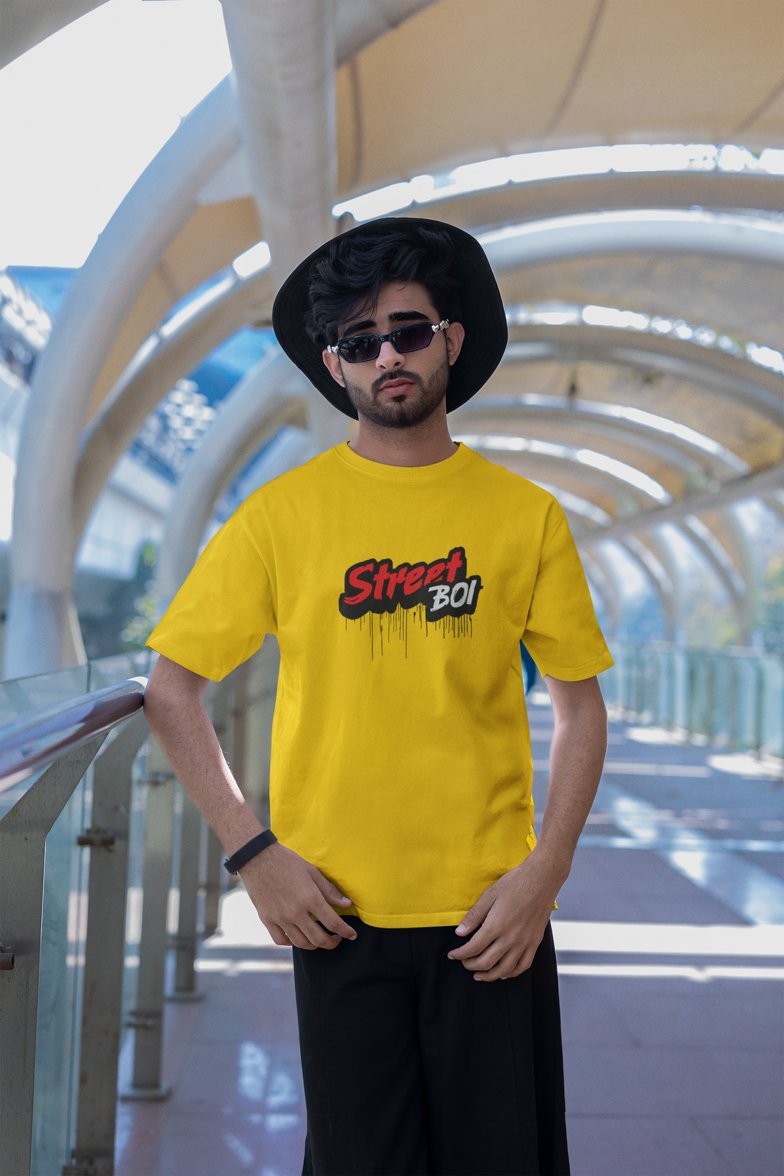 Street Boi Yellow Half Sleeve Round Neck T-Shirt Daily Style