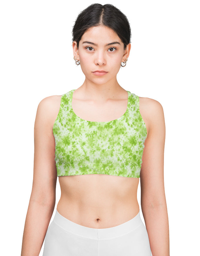 Green Tie Dye Sports Bra for Women