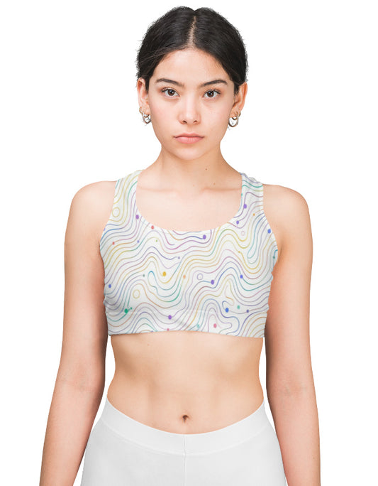 Minimal Line Art Print Sports Bra for Women