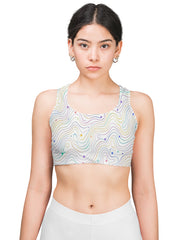 Minimal Line Art Print Sports Bra for Women
