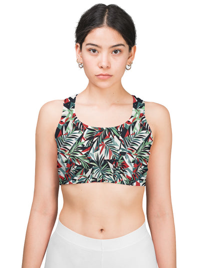 Bold Tropical Abstract Sports Bra for Women
