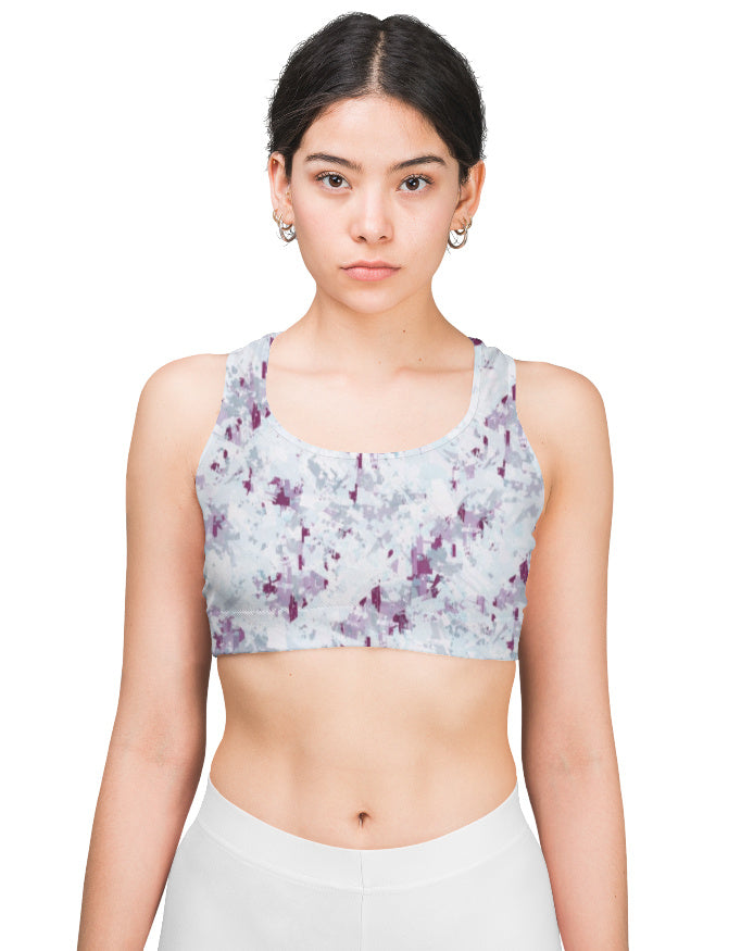 Abstract Pastel Print Sports Bra for Women