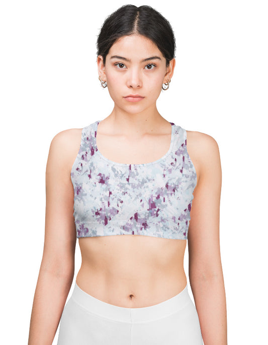 Abstract Pastel Print Sports Bra for Women