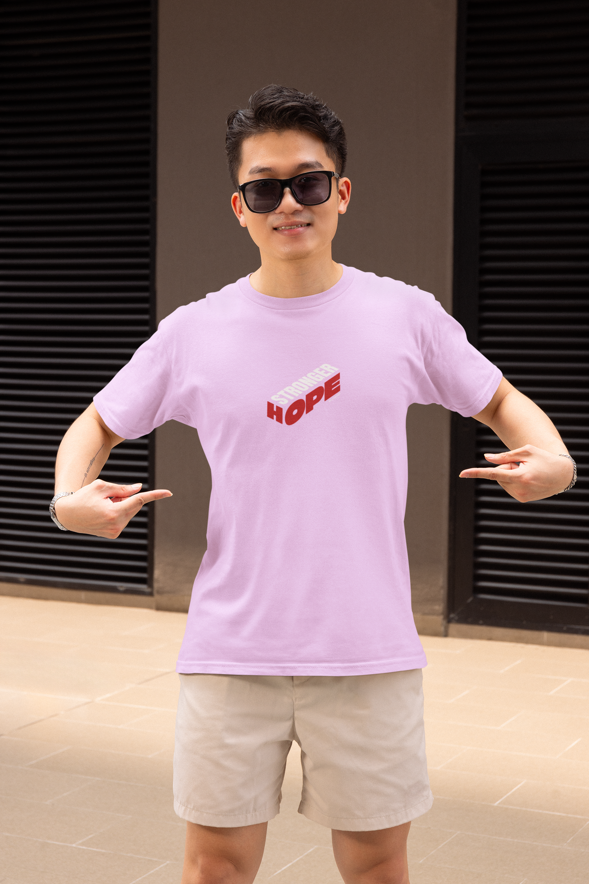 Strong Hope Half Sleeve Lavender Round Neck T-Shirt for Men Hello Swanky