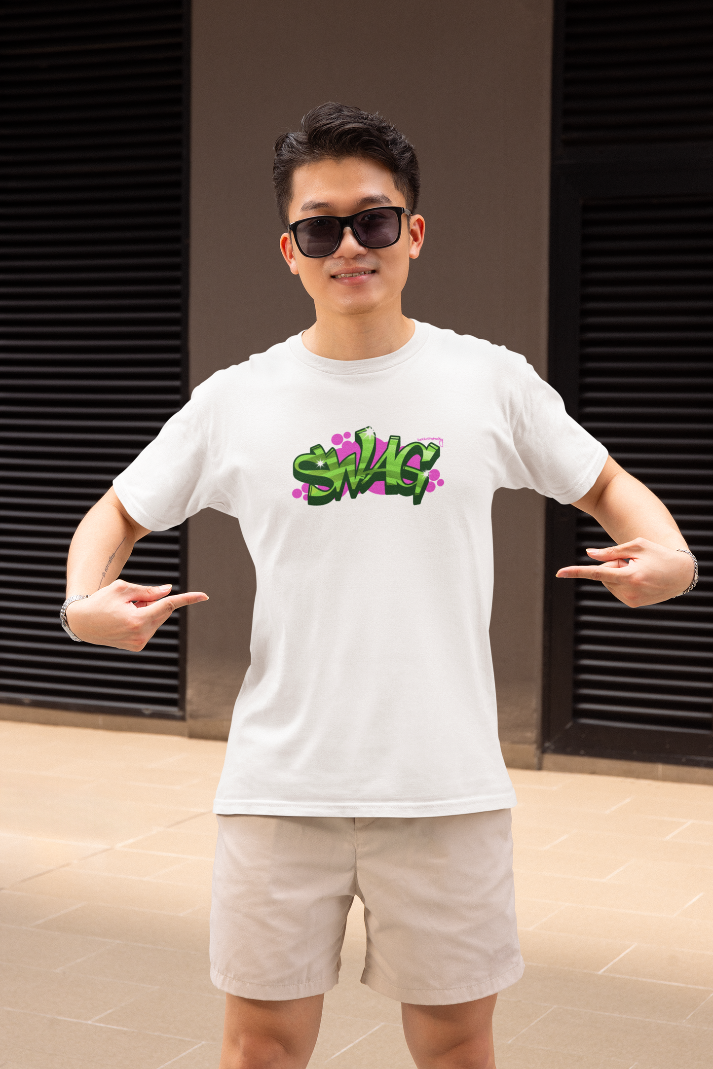 Swag Graffit Half Sleeve White Round Neck T-Shirt Style Tee
