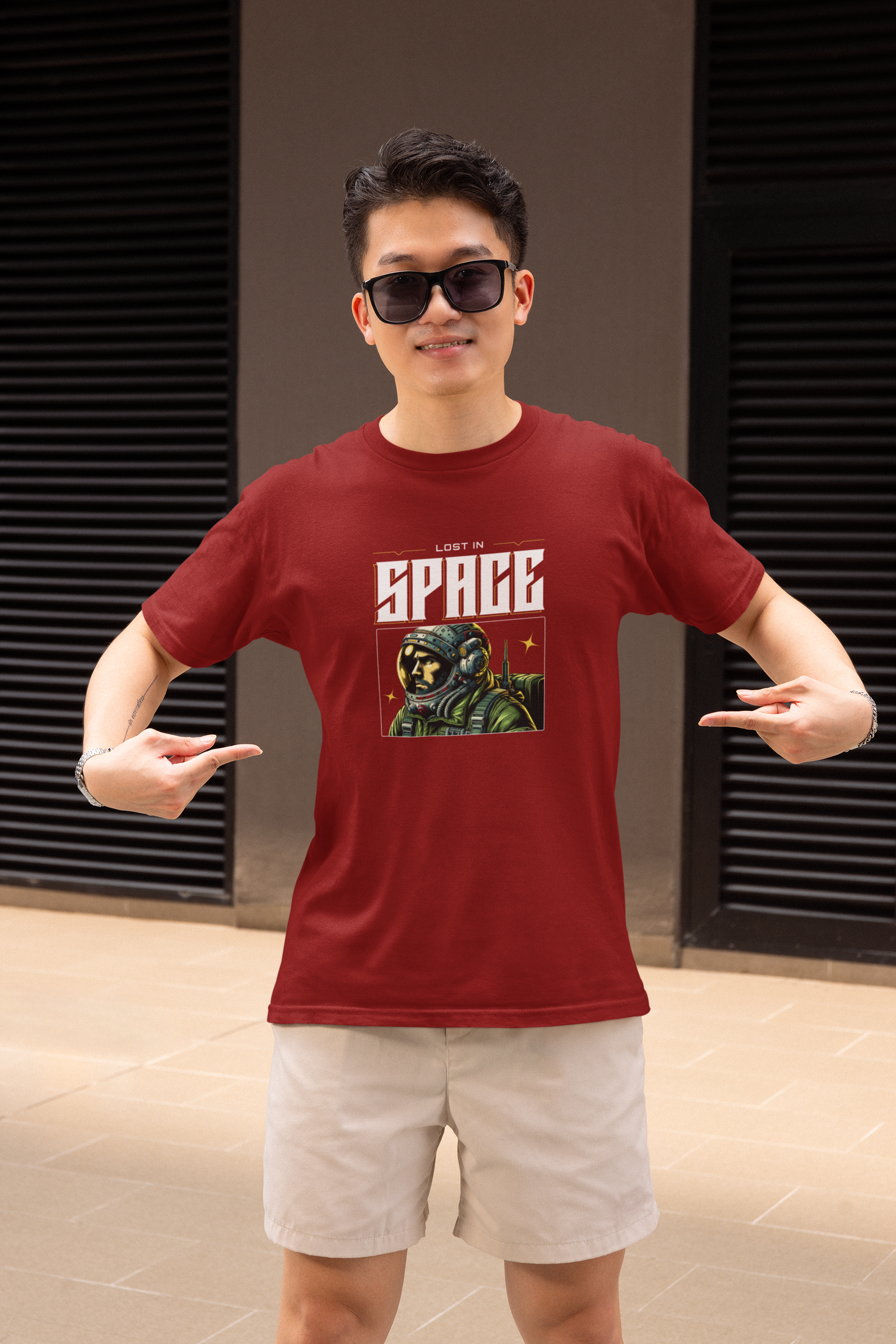 Lost In Space Half Sleeve Round Neck T-Shirt Bold Streetwear