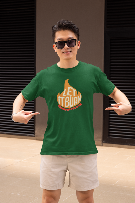 Fire Hai Main Half Sleeve Bottle Green T-Shirt for Men Daily