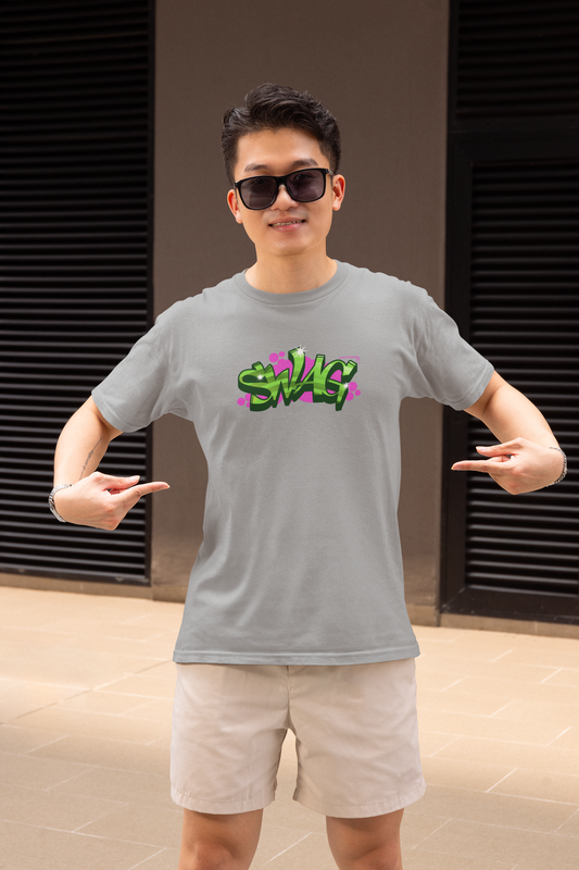 Swag Graffit Half Sleeve Grey Round Neck T-Shirt Style Tee