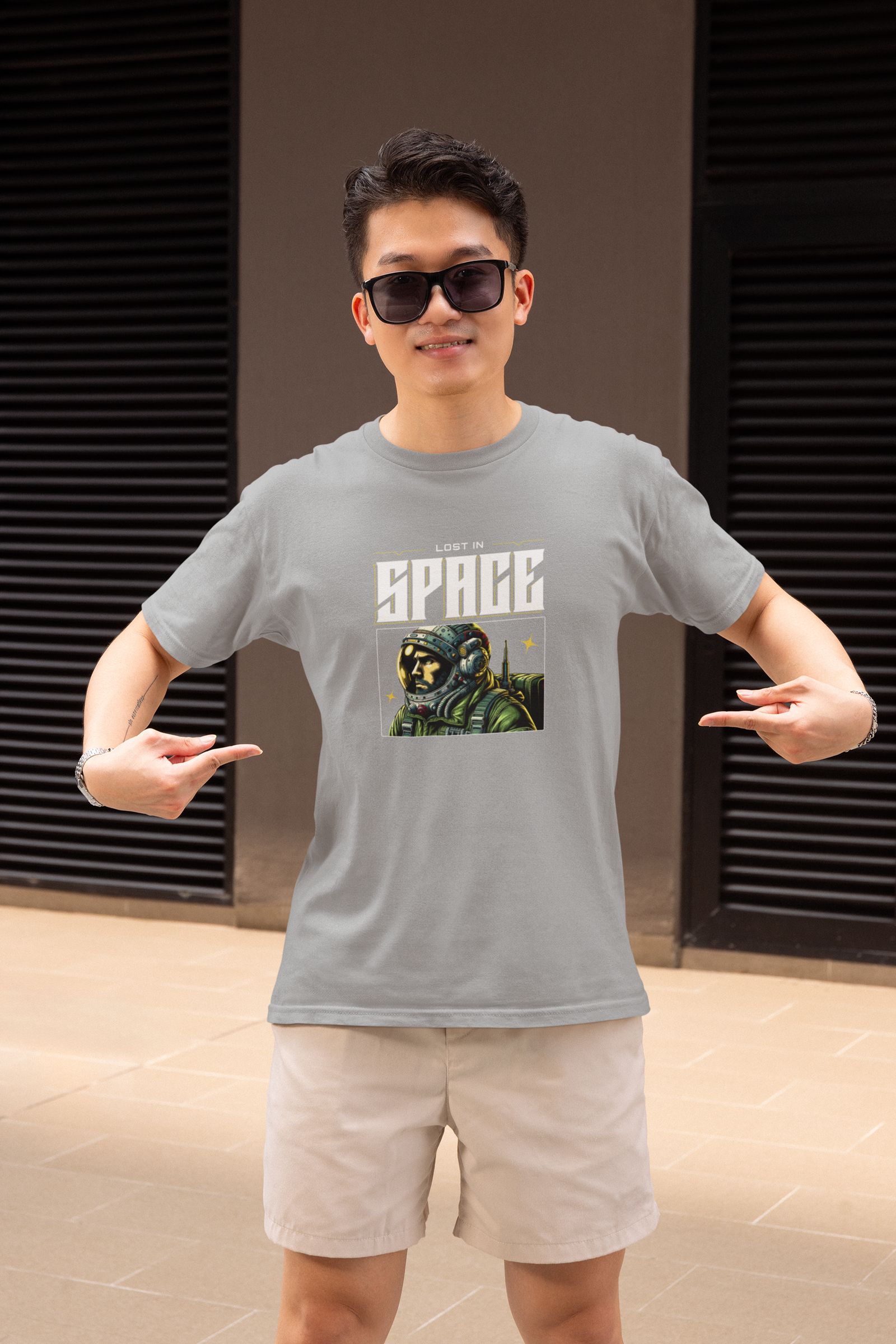 Lost In Space Half Sleeve Grey Round Neck T-Shirt for Men by Hello Swanky