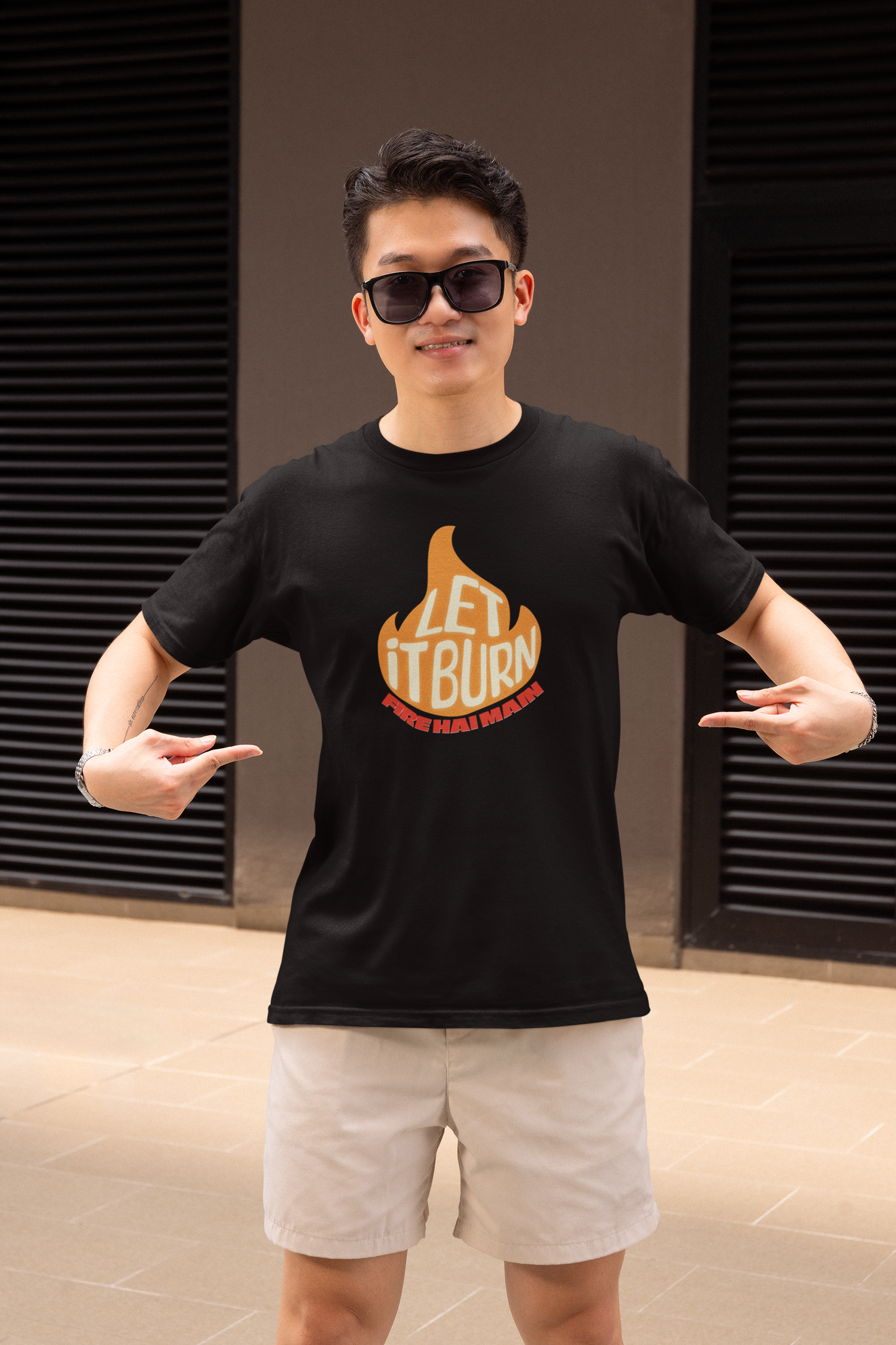 Fire Hai Main Half Sleeve Black Round Neck T-Shirt for Men by Hello Swanky