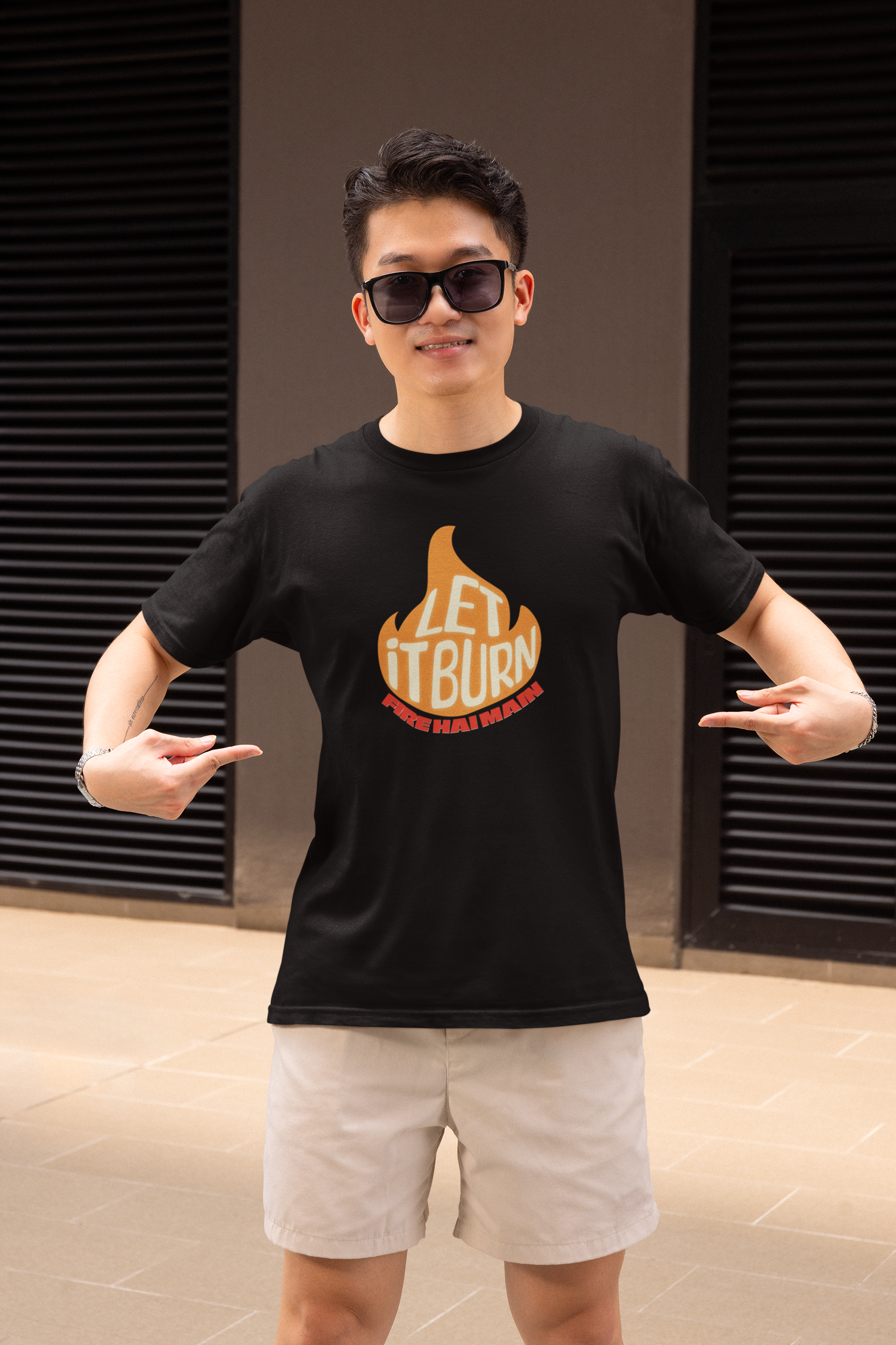 Fire Hai Main Half Sleeve Black Round Neck T-Shirt for Men by Hello Swanky