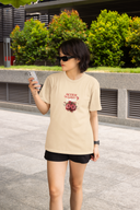 Better Days Ahead Half Sleeve Beige Round Neck T-Shirt for Women by Hello Swanky