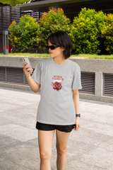 Better days ahead half sleeve grey round neck t-shirt for women by hello swanky