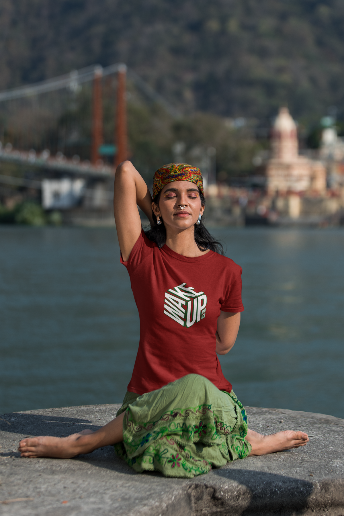Make Up Half Sleeve Maroon Round Neck T-Shirt for Women by Hello Swanky