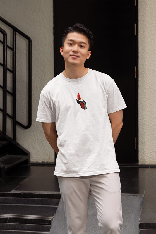 Fire Fail White Round Neck T-Shirt for Men – Stylish Fit