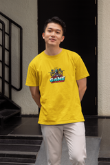Master game half sleeve yellow round neck t-shirt for men hello swanky - s