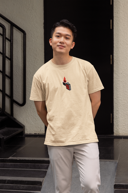Fire Fail Half Sleeve Beige T-Shirt for Men – Casual Wear
