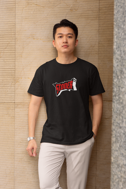 Stoner Half Sleeve Black Round Neck T-Shirt Casual Wear Tee